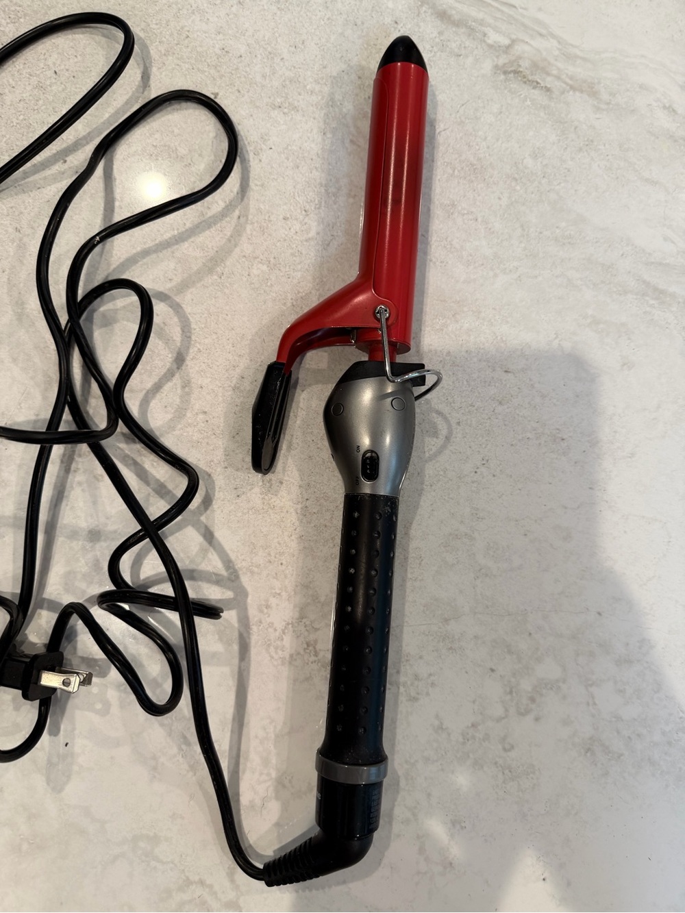 Tourmaline Tools Red Rotating Curling Iron Adjustable Heat